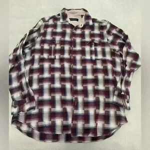 Tommy Bahama Shirt Mens Medium Purple Blue Button Up Long Sleeve Cotton Casual